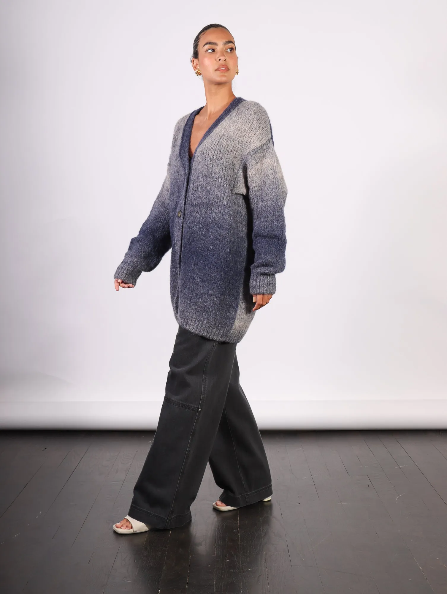 Alai Knitted Cardigan in Utility Blue by Rodebjer