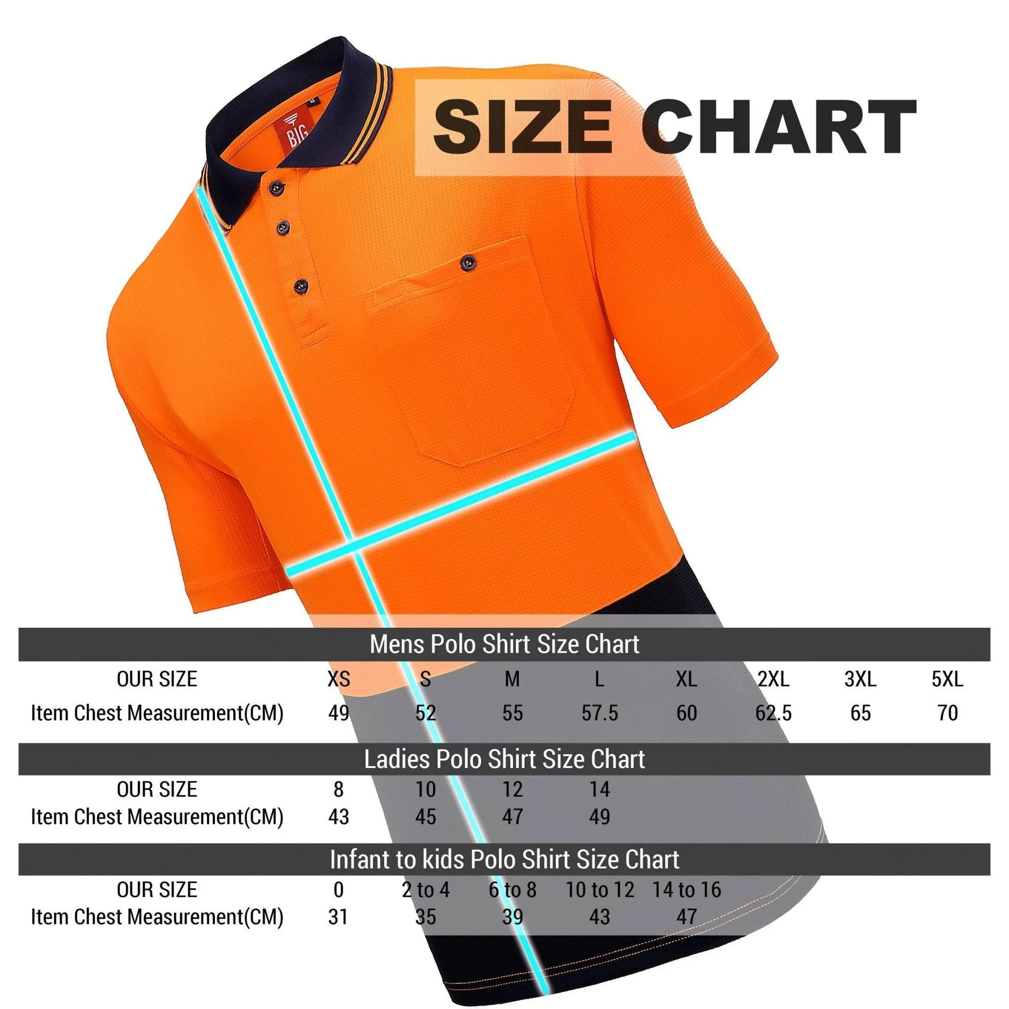 Big Bee Mens Hi Vis Polo Shirts, Long Sleeve