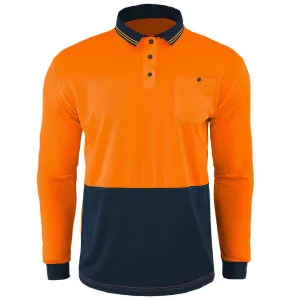 Big Bee Mens Hi Vis Polo Shirts, Long Sleeve