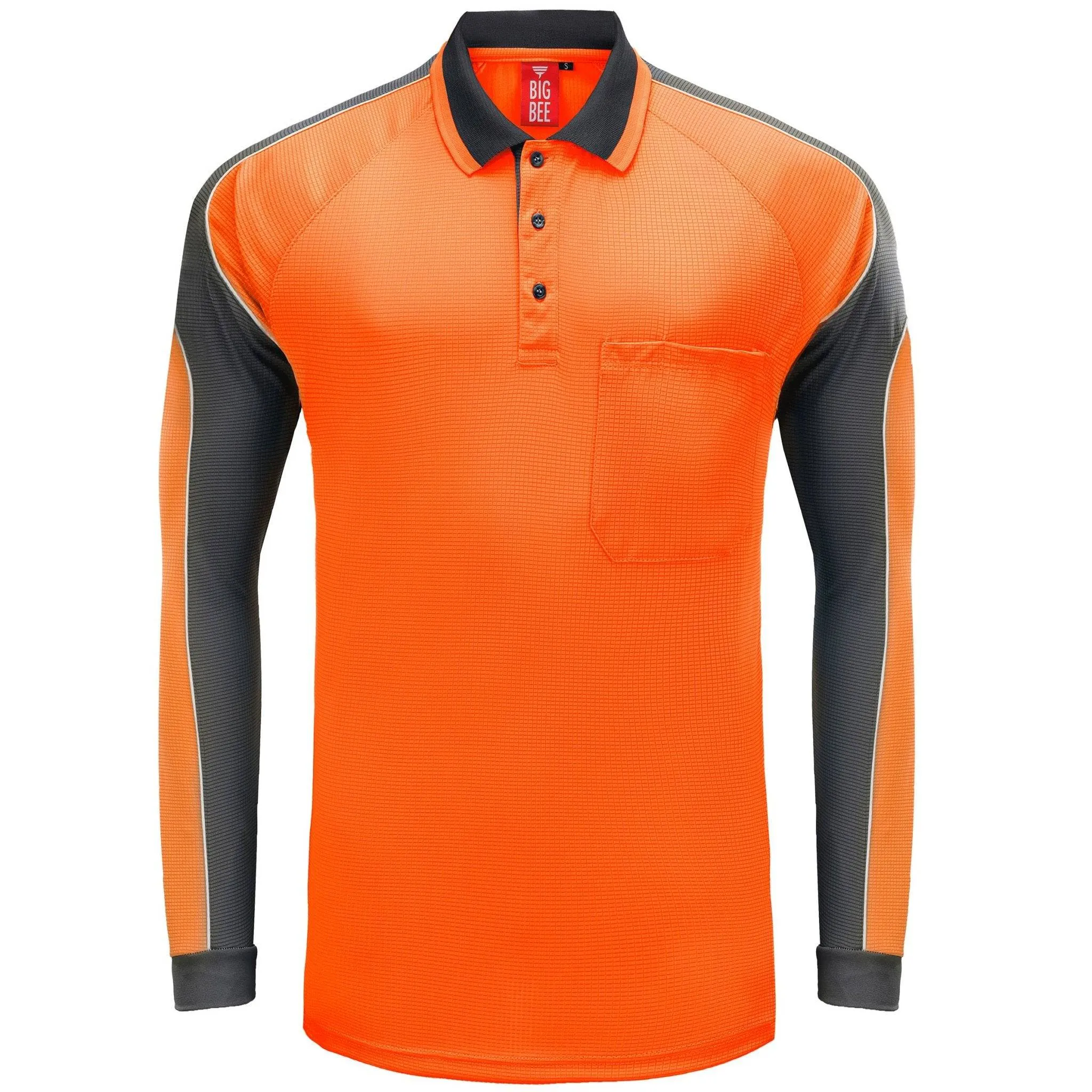 Big Bee PANEL Hi Vis Polo Shirts, Long Sleeve