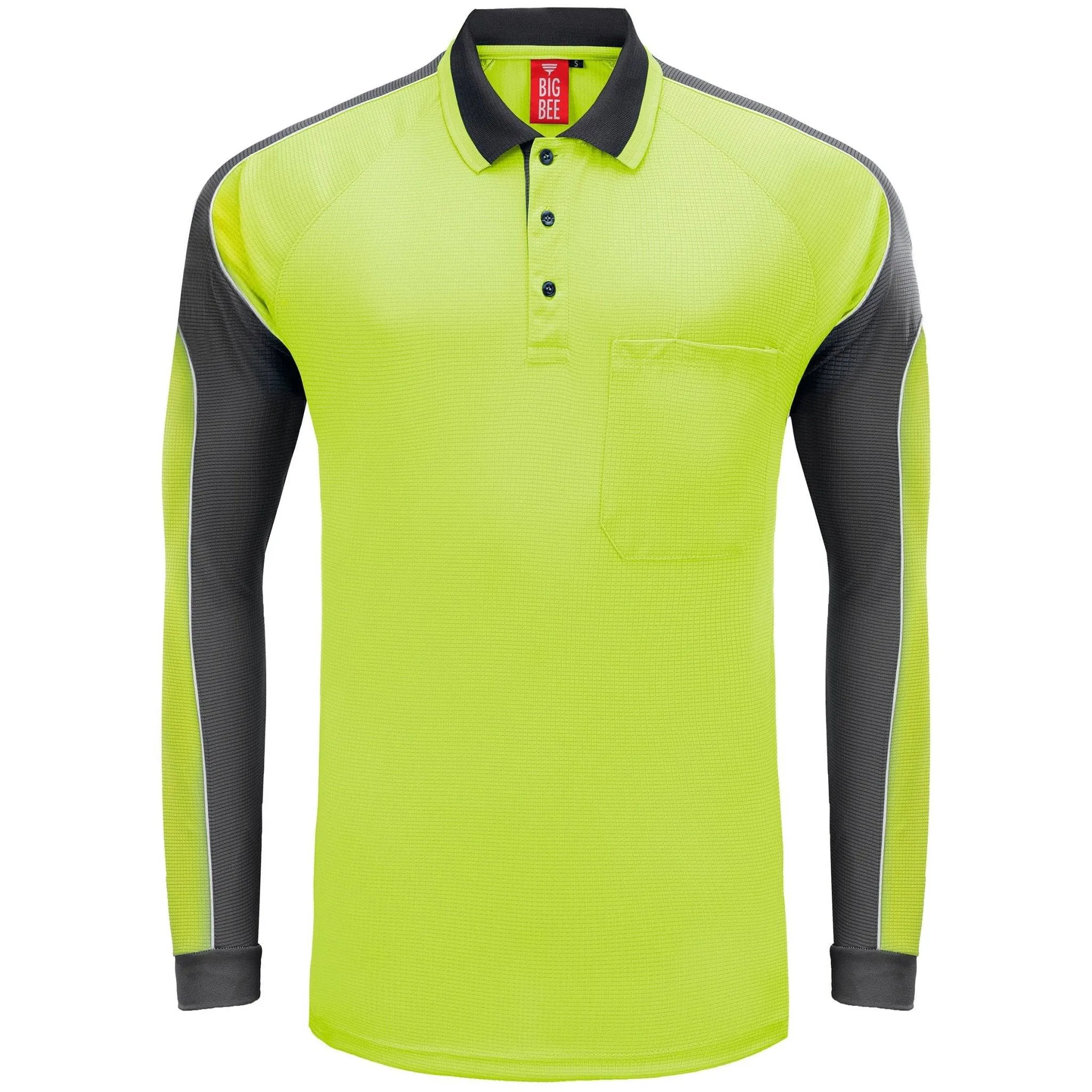 Big Bee PANEL Hi Vis Polo Shirts, Long Sleeve