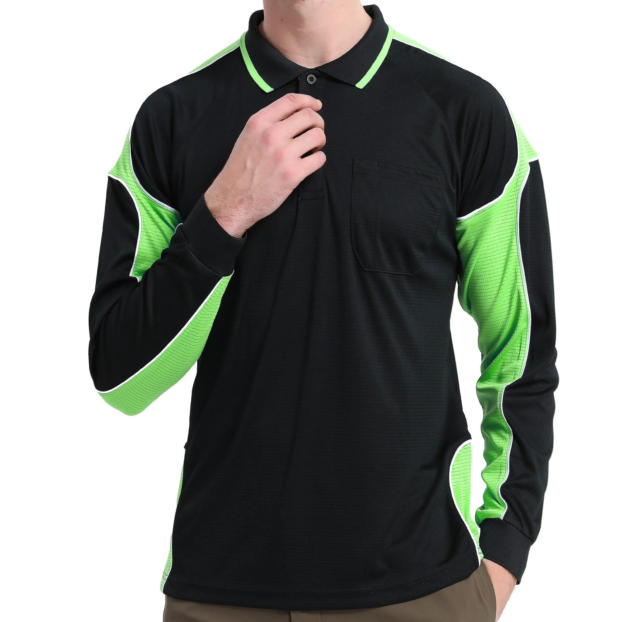 Big Bee PANEL Mens Polo Shirts, Long Sleeve