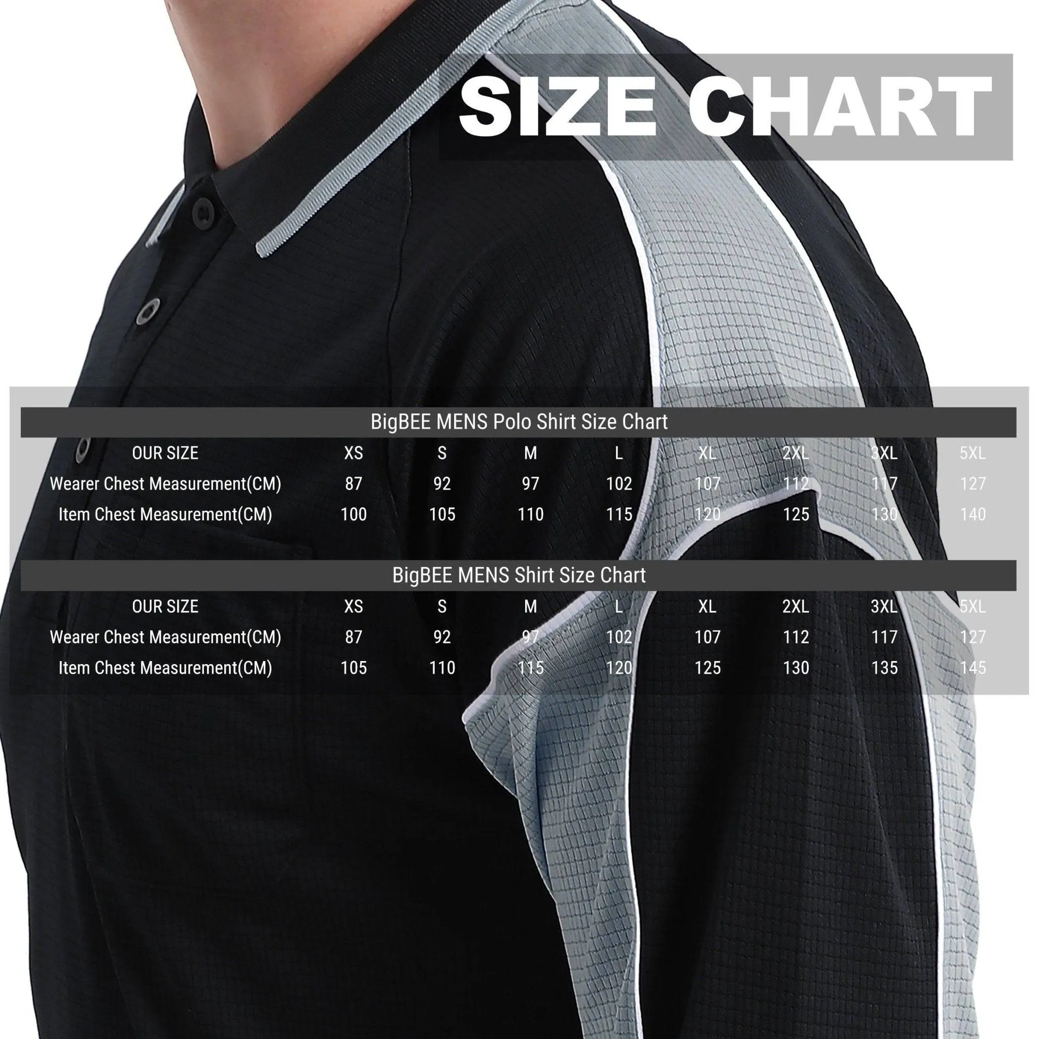 Big Bee PANEL Mens Polo Shirts, Long Sleeve