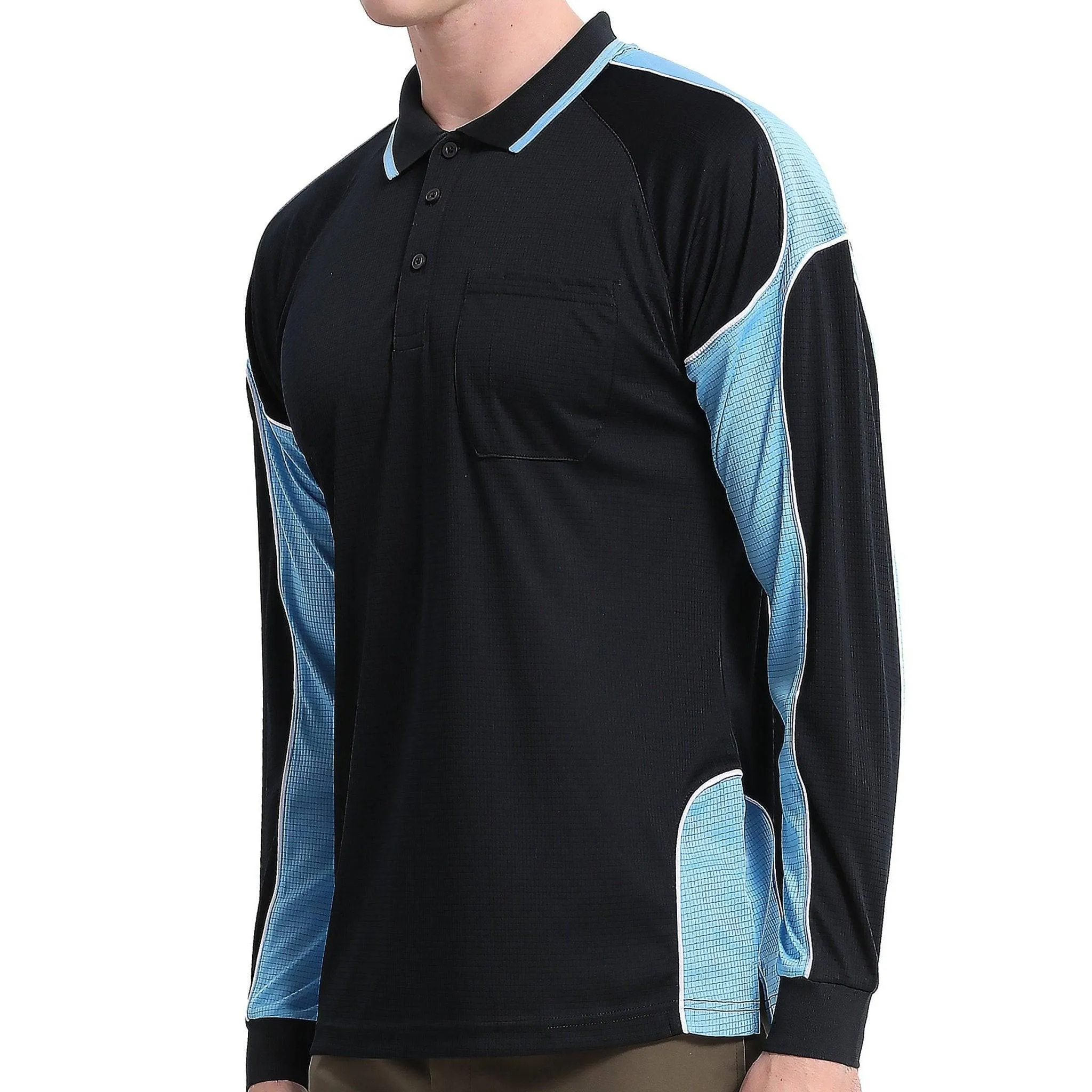 Big Bee PANEL Mens Polo Shirts, Long Sleeve