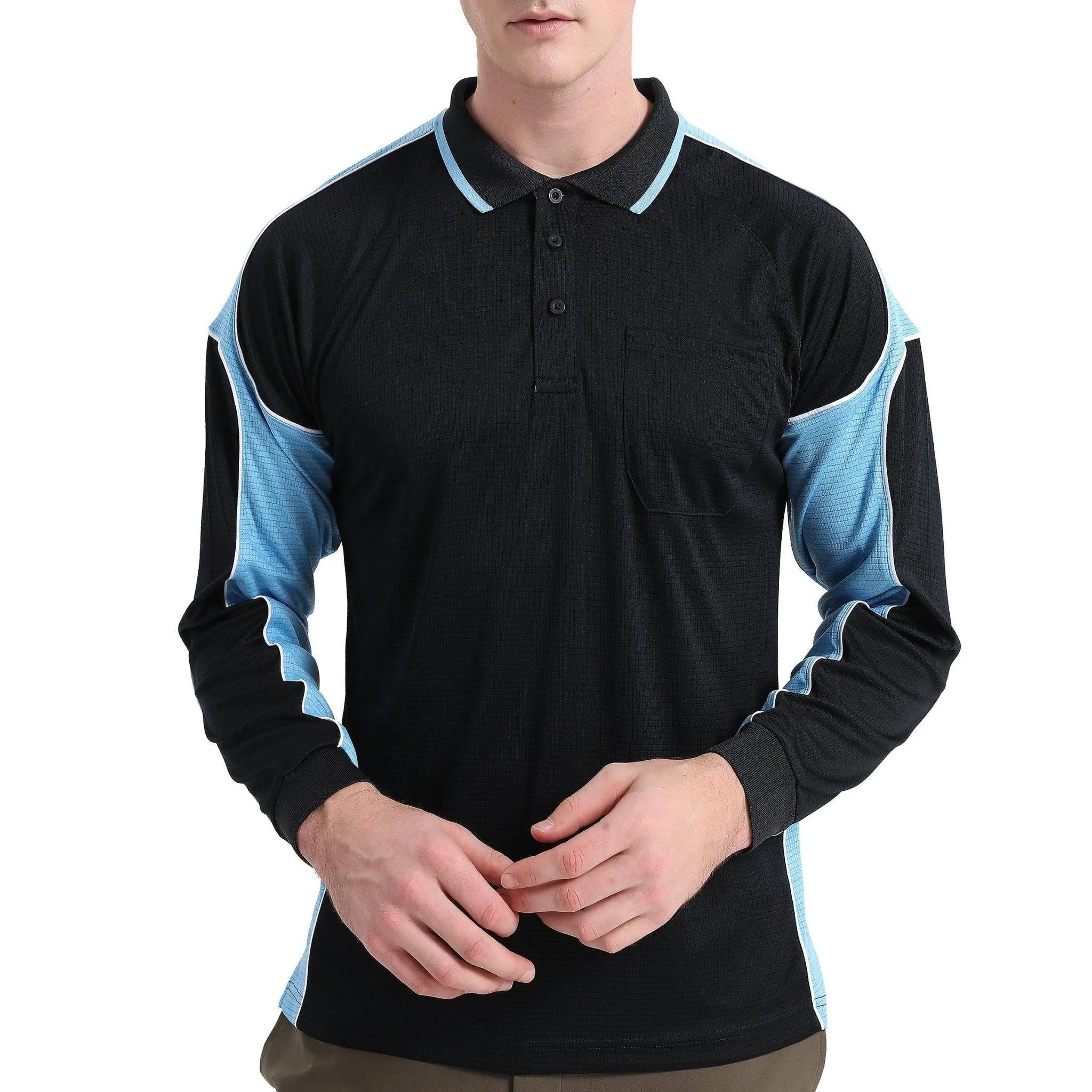 Big Bee PANEL Mens Polo Shirts, Long Sleeve