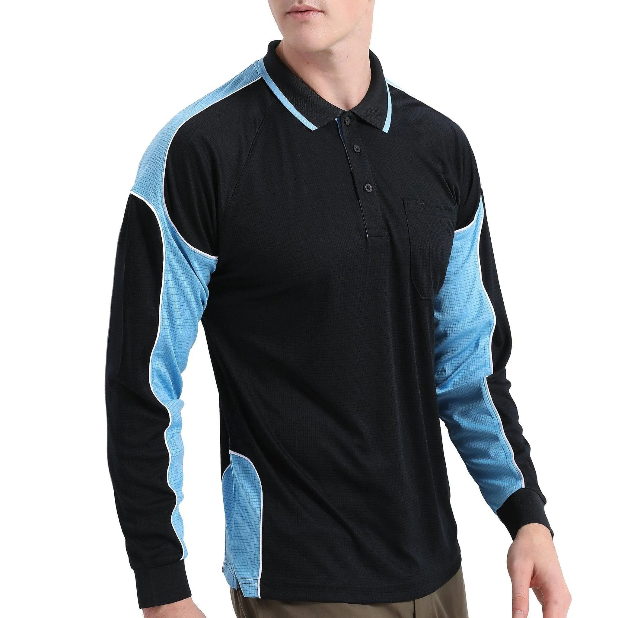 Big Bee PANEL Mens Polo Shirts, Long Sleeve