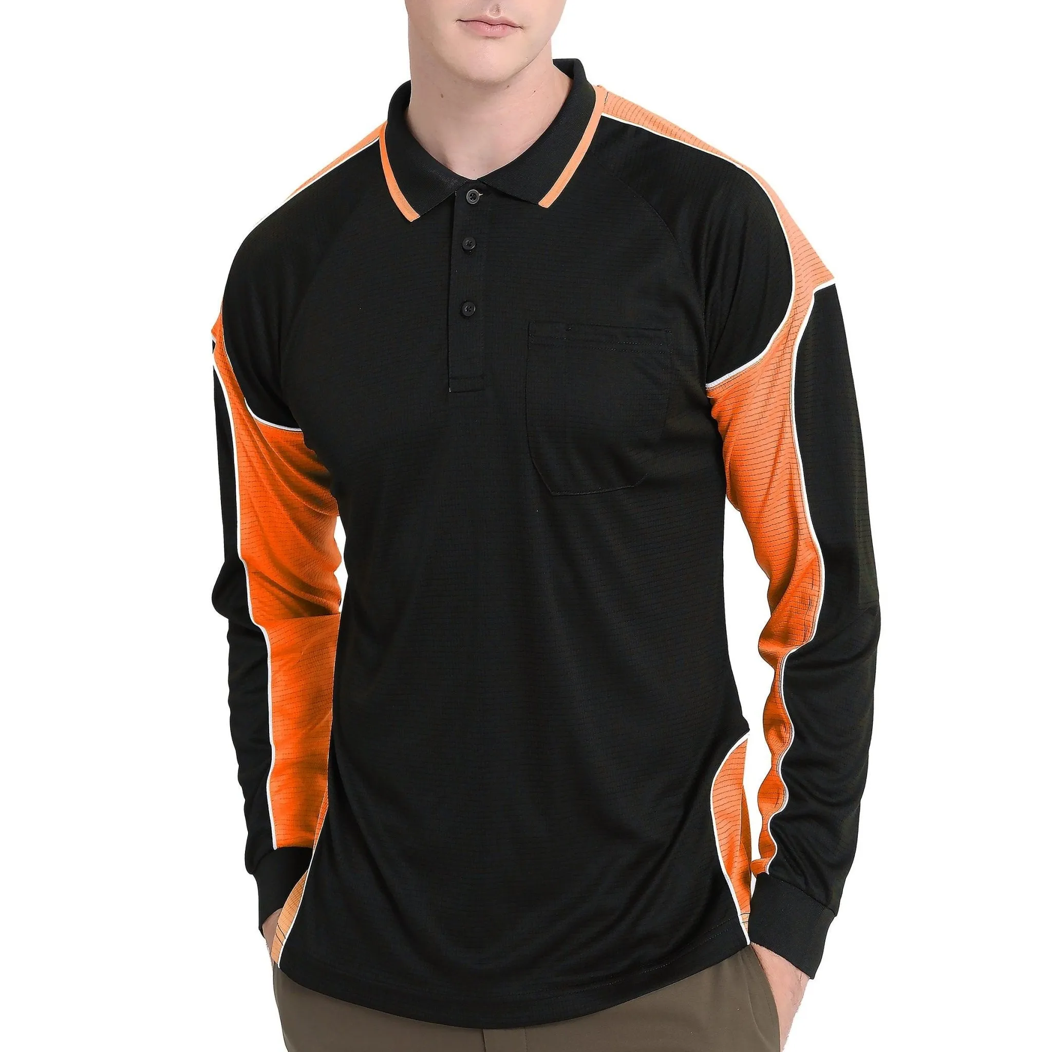 Big Bee PANEL Mens Polo Shirts, Long Sleeve