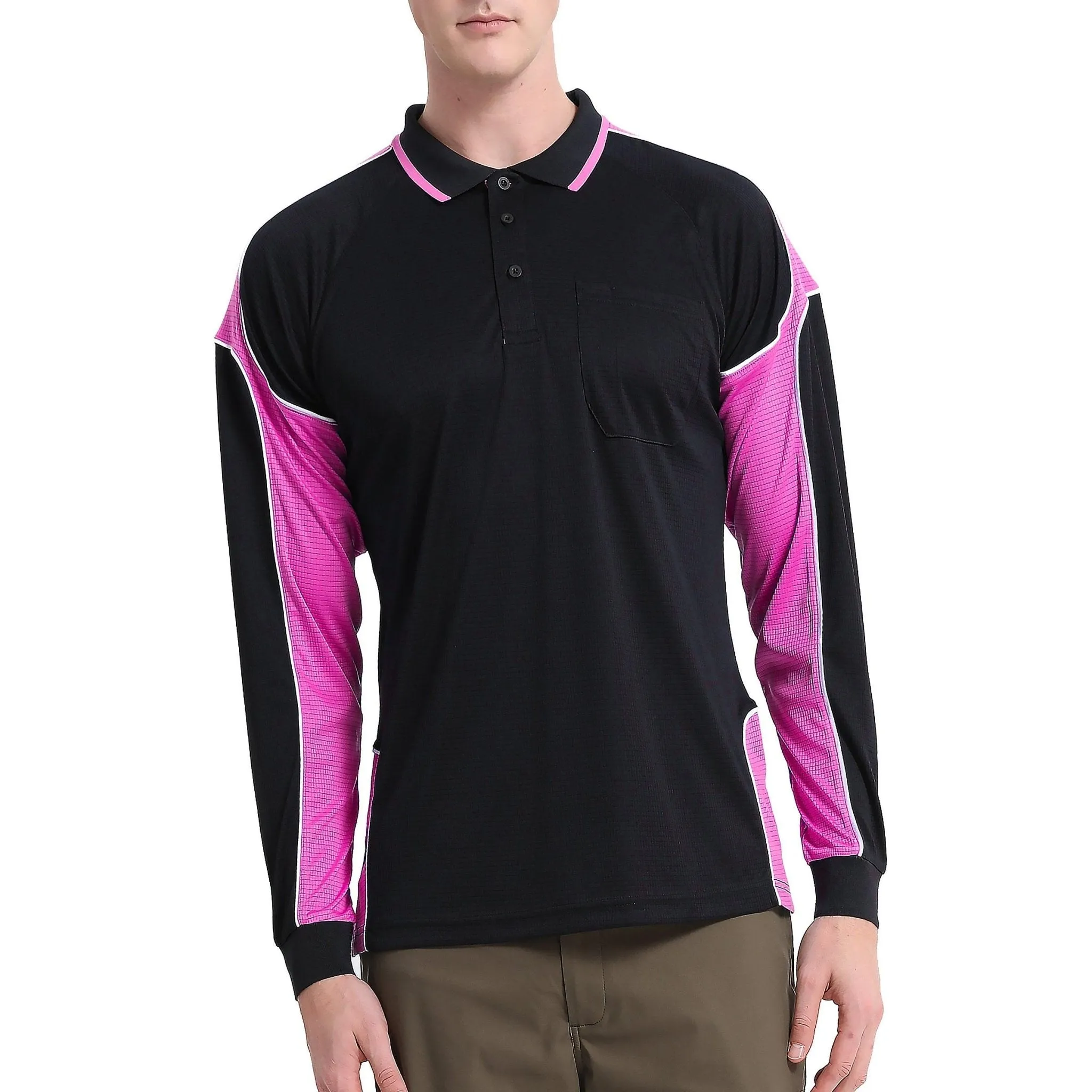 Big Bee PANEL Mens Polo Shirts, Long Sleeve