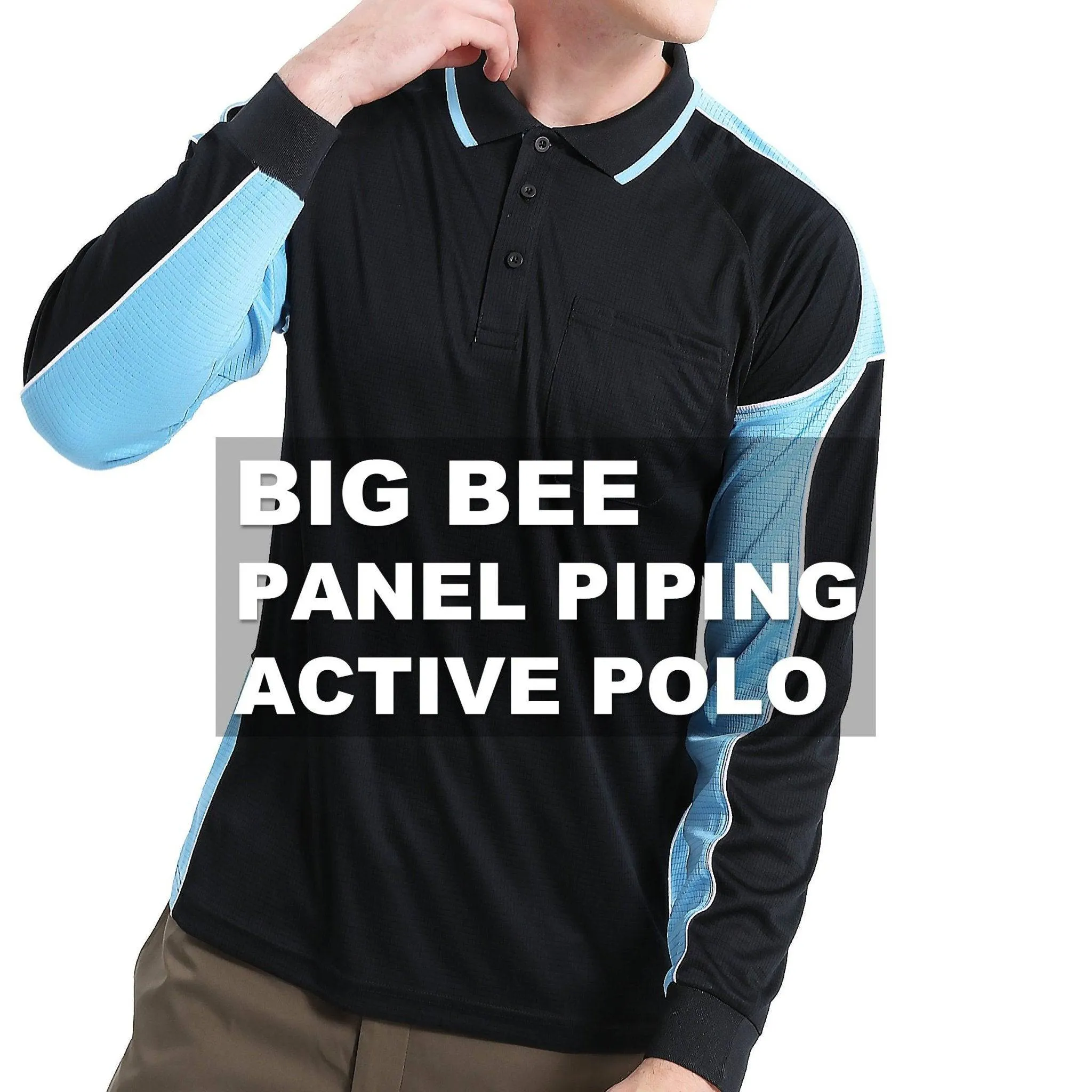 Big Bee PANEL Mens Polo Shirts, Long Sleeve