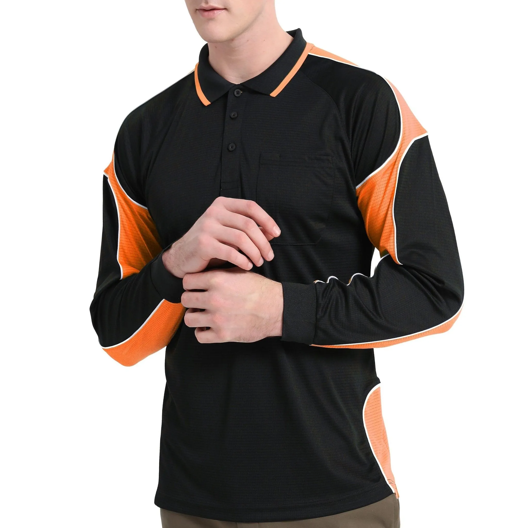 Big Bee PANEL Mens Polo Shirts, Long Sleeve