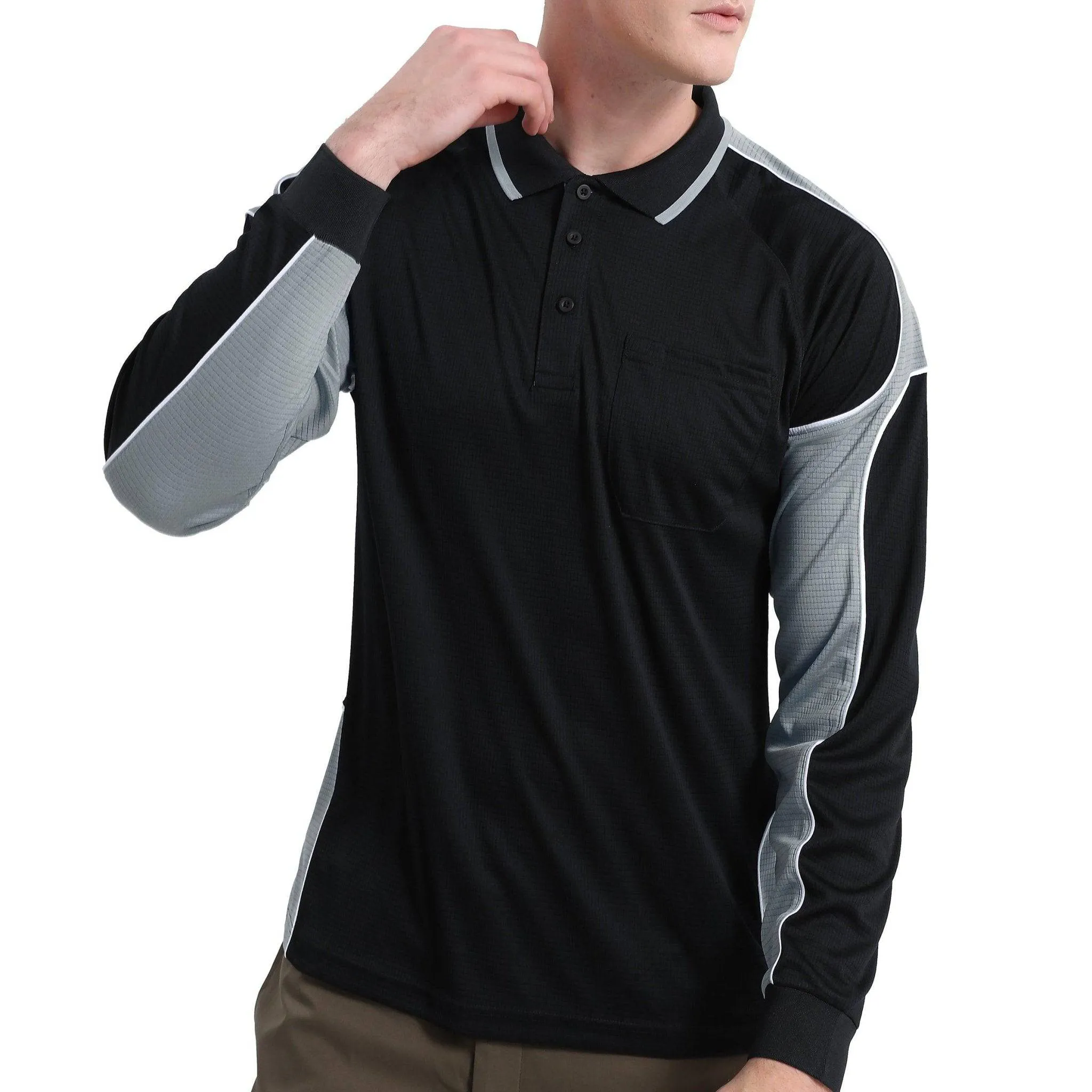 Big Bee PANEL Mens Polo Shirts, Long Sleeve