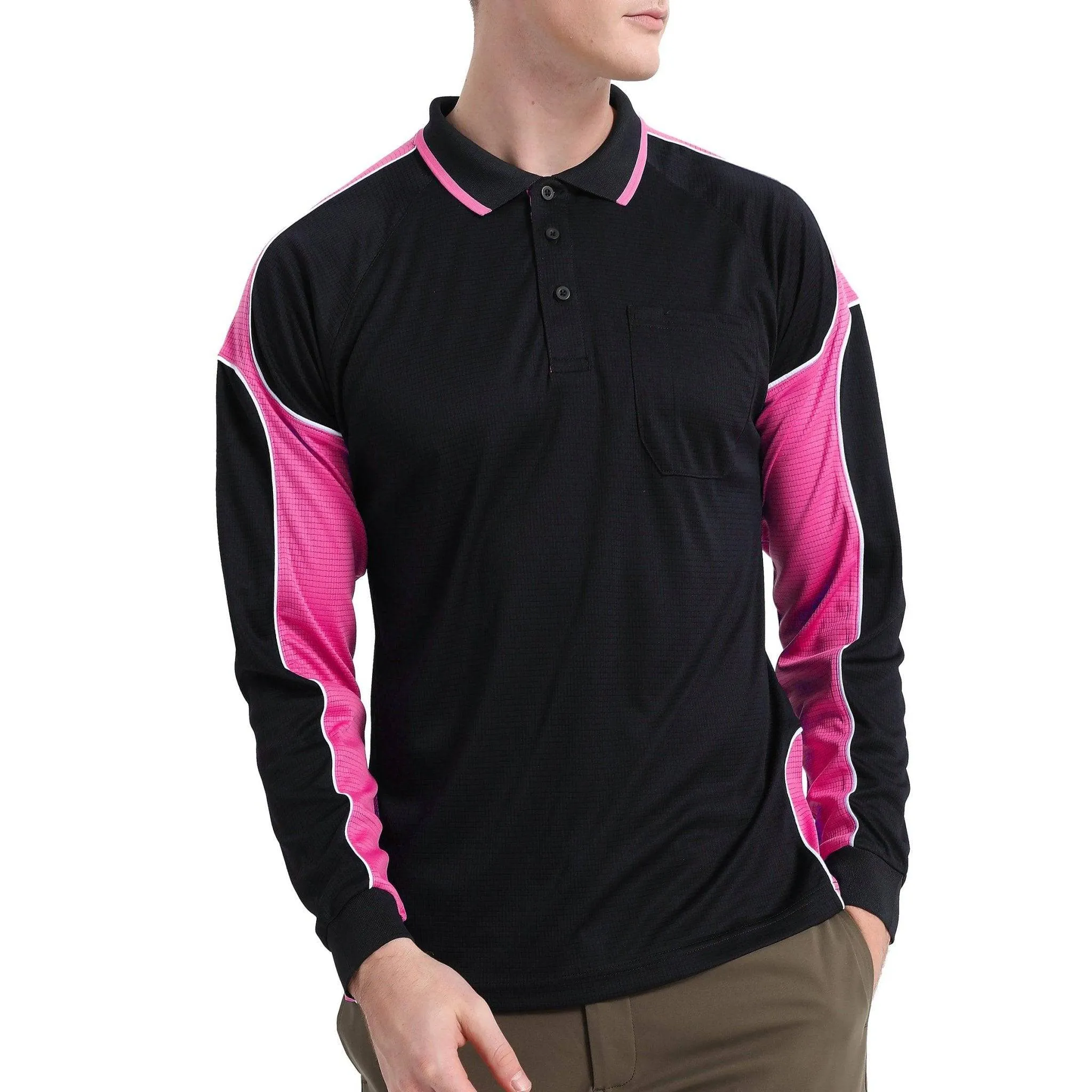 Big Bee PANEL Mens Polo Shirts, Long Sleeve