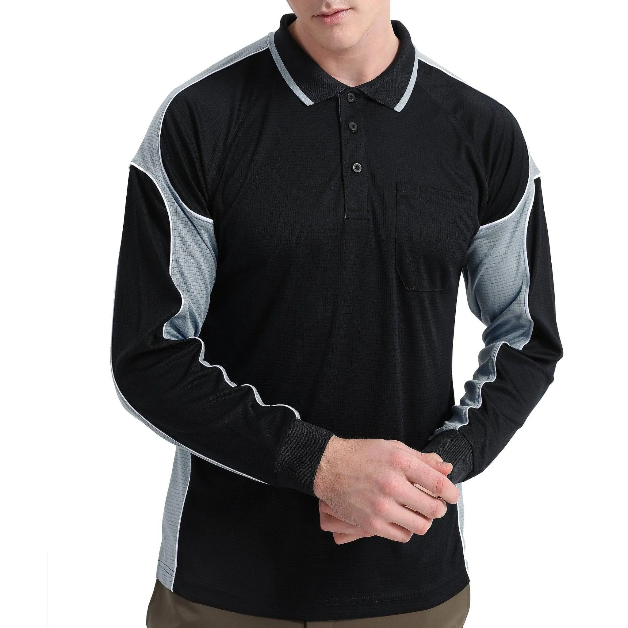 Big Bee PANEL Mens Polo Shirts, Long Sleeve