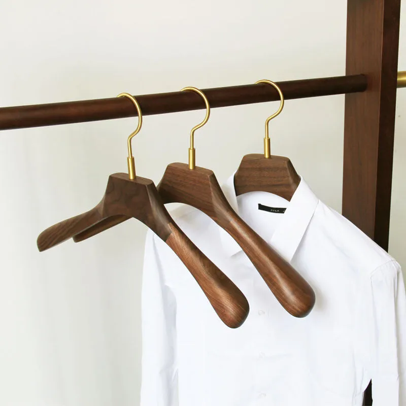 Black Walnut Solid Wood Brass Clothes Support Non-Slip Coat Hanger