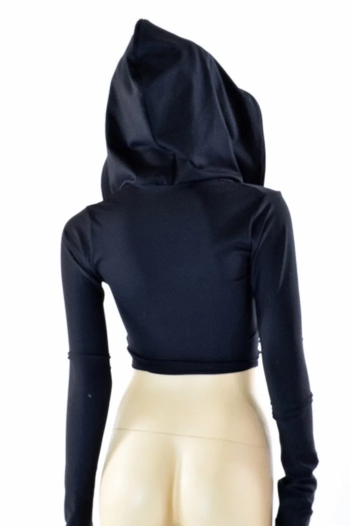 Black Zen & Neon Lightning Crop Hoodie