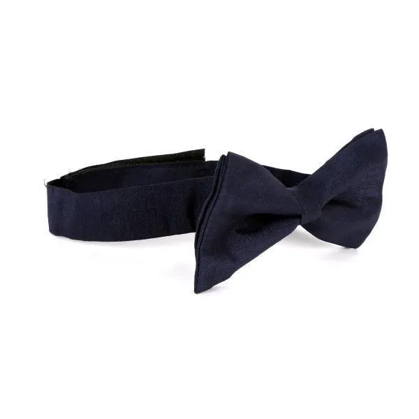 BOYS NAVY BLUE  RAW SILK BOW TIE