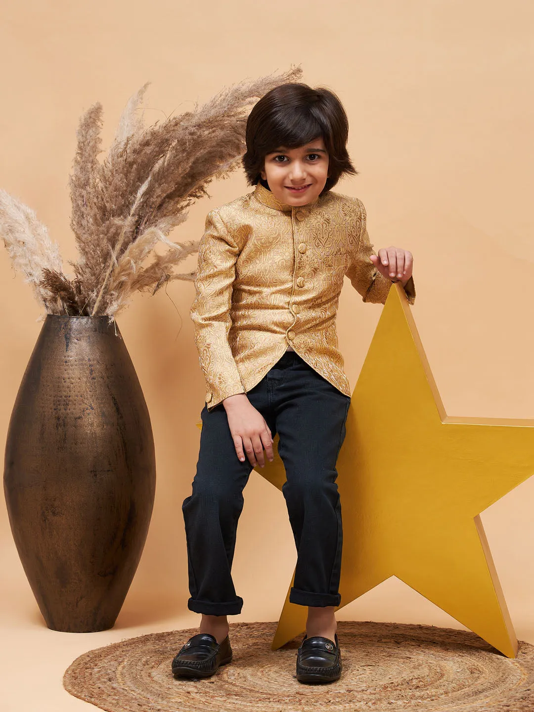 Boy's Rose Gold Jodhpuri - Vastramay Boys