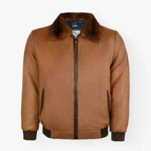 Cashmere & Python Leather Flight Jacket With Mink Fur