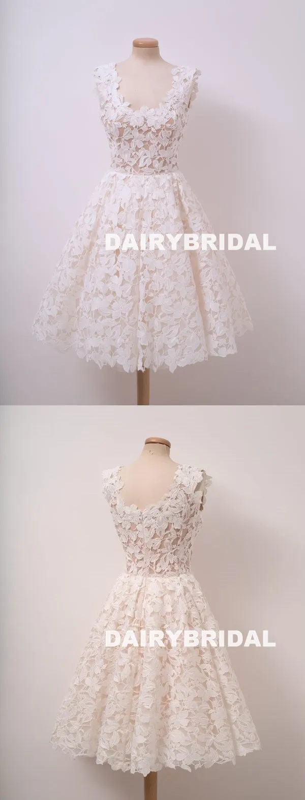 Charming Lace A-Line Elegant Sleeveless Homecoming Dress, D1313