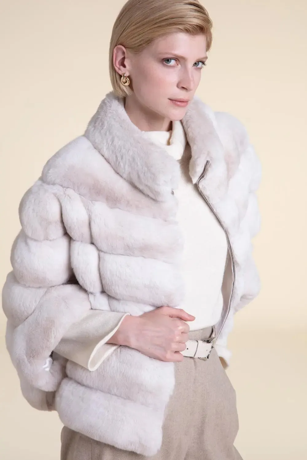 Chincilla fur jacket coat