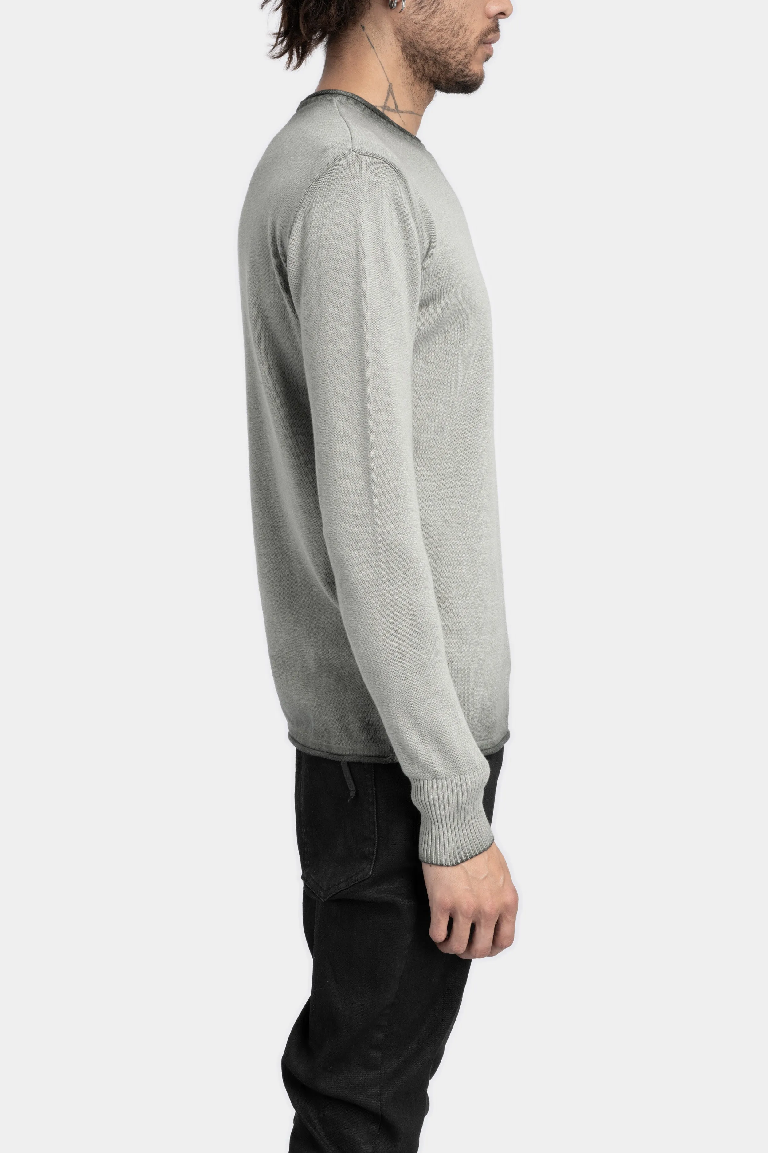 Cotton knit sweater, Petrol grey