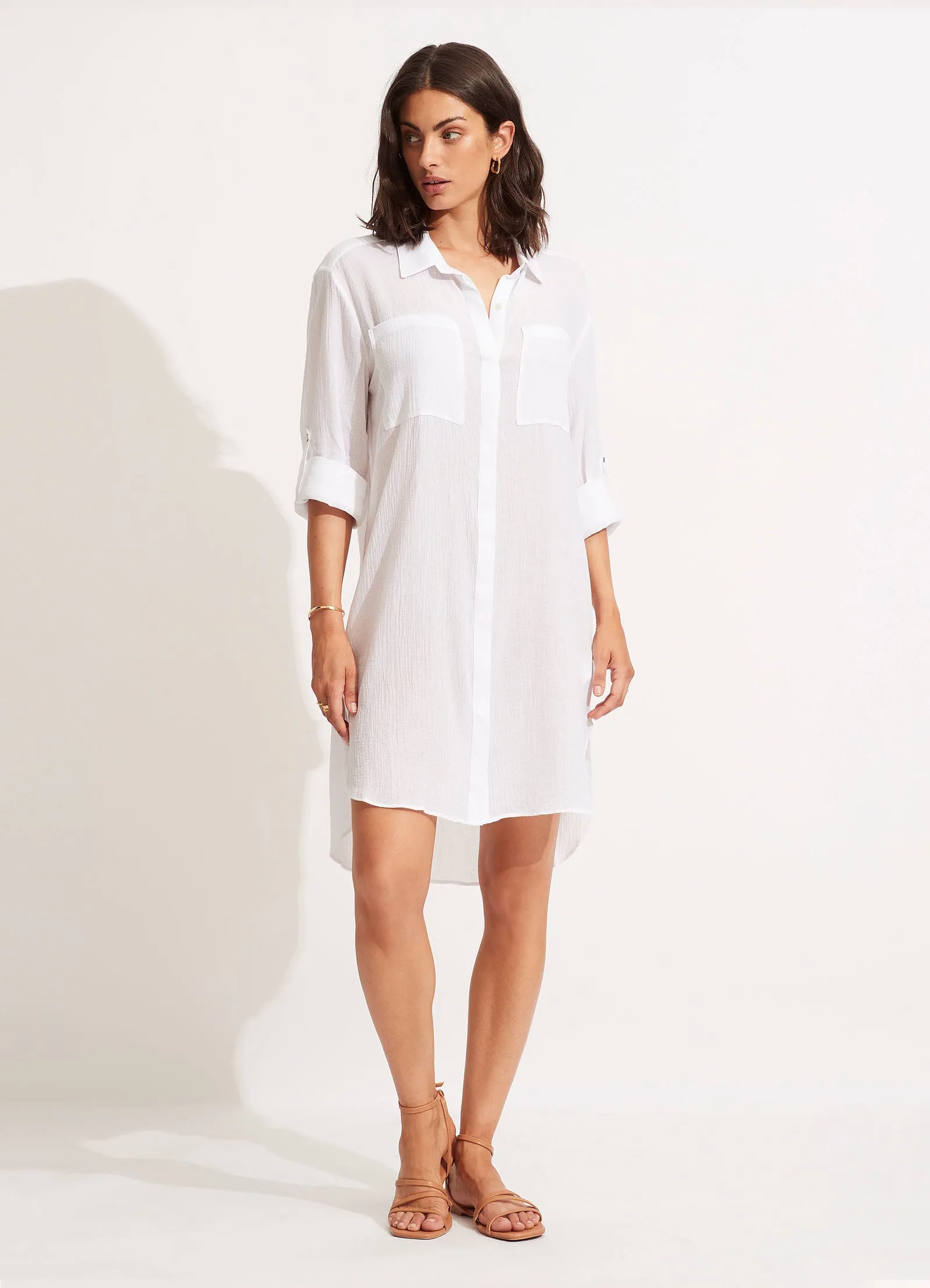 Crinkle Twill Beach Shirt - White