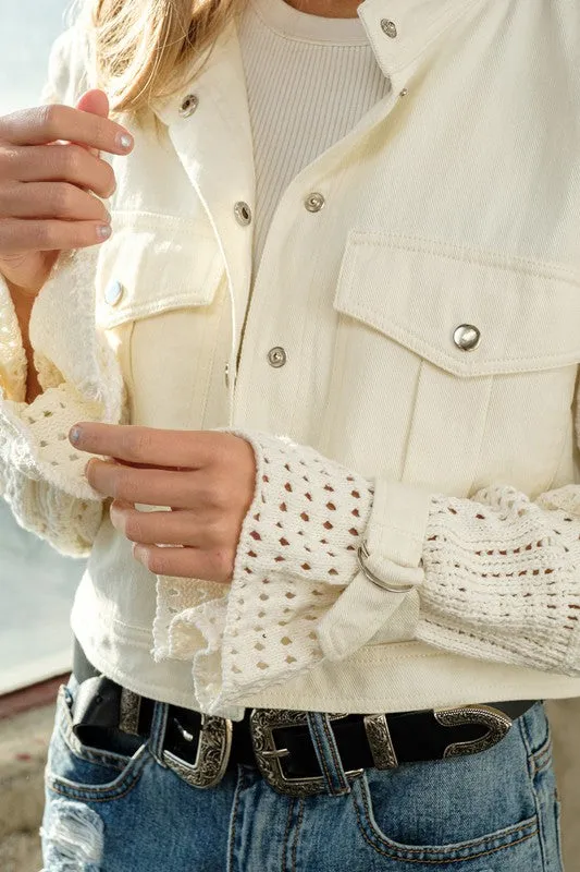 Crochet Sleeve Cropped Jacket *Online Only*