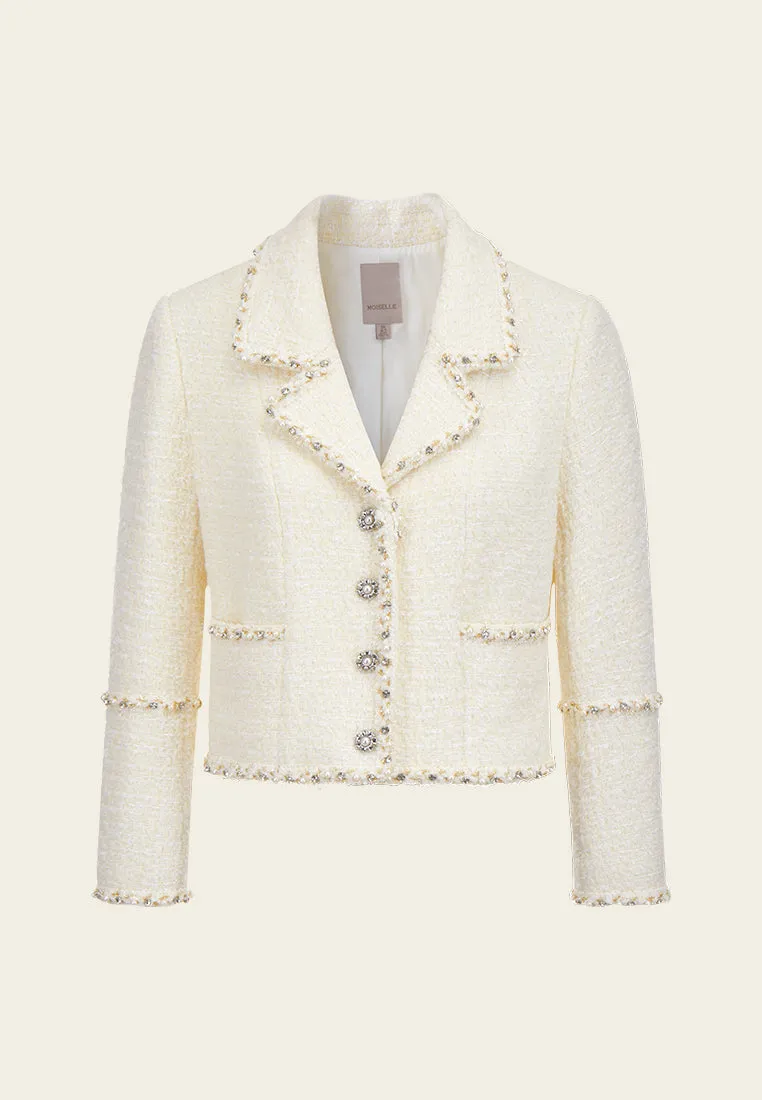 Cropped Embellished Lapel Jacket