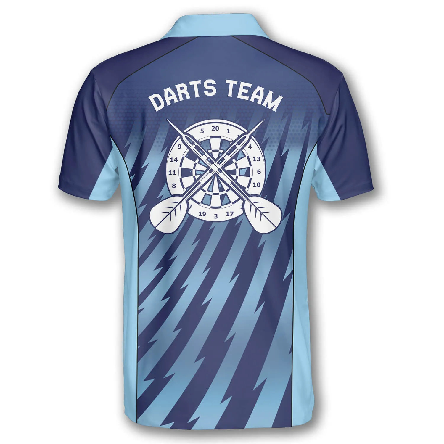 Darts Gradient Blue Custom Polo Shirts for Men, Gift for Dart Player