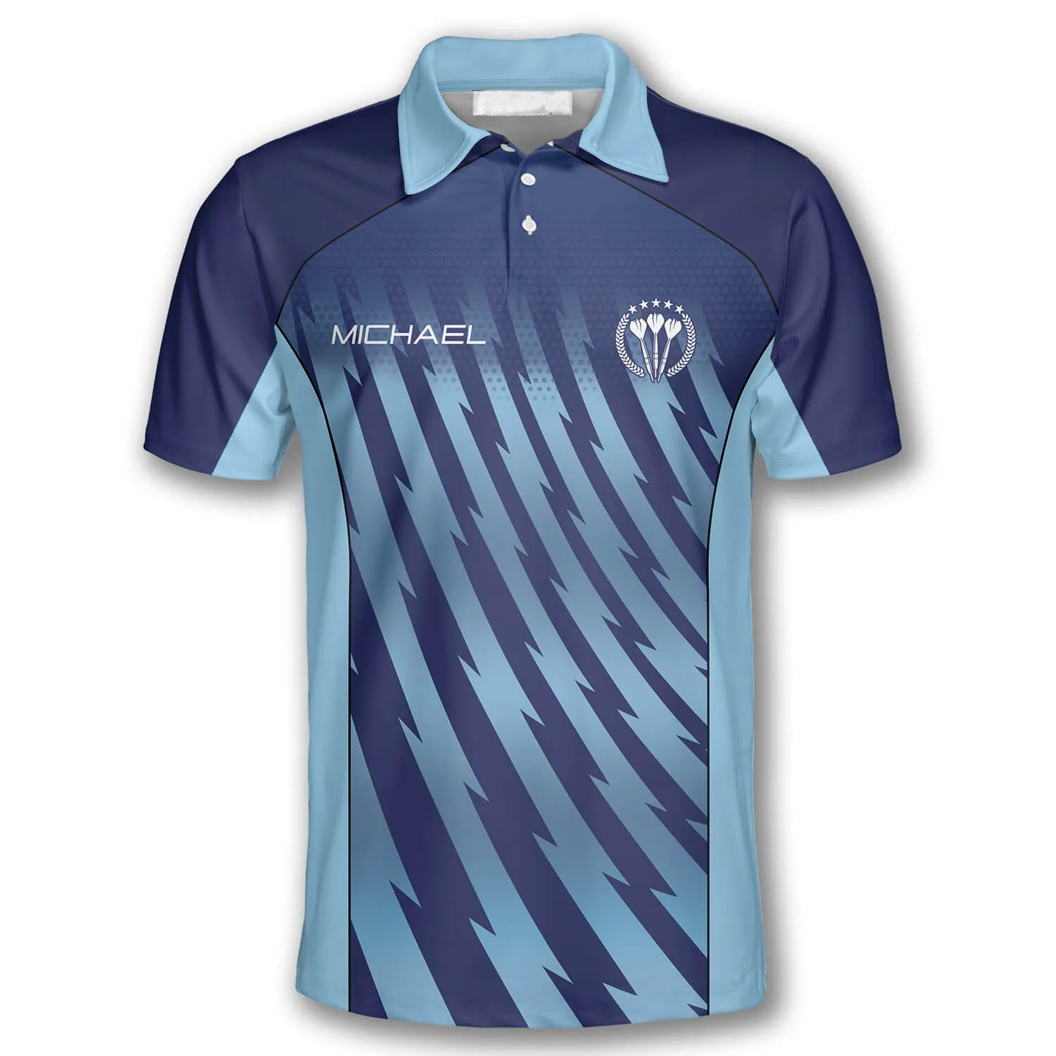 Darts Gradient Blue Custom Polo Shirts for Men, Gift for Dart Player