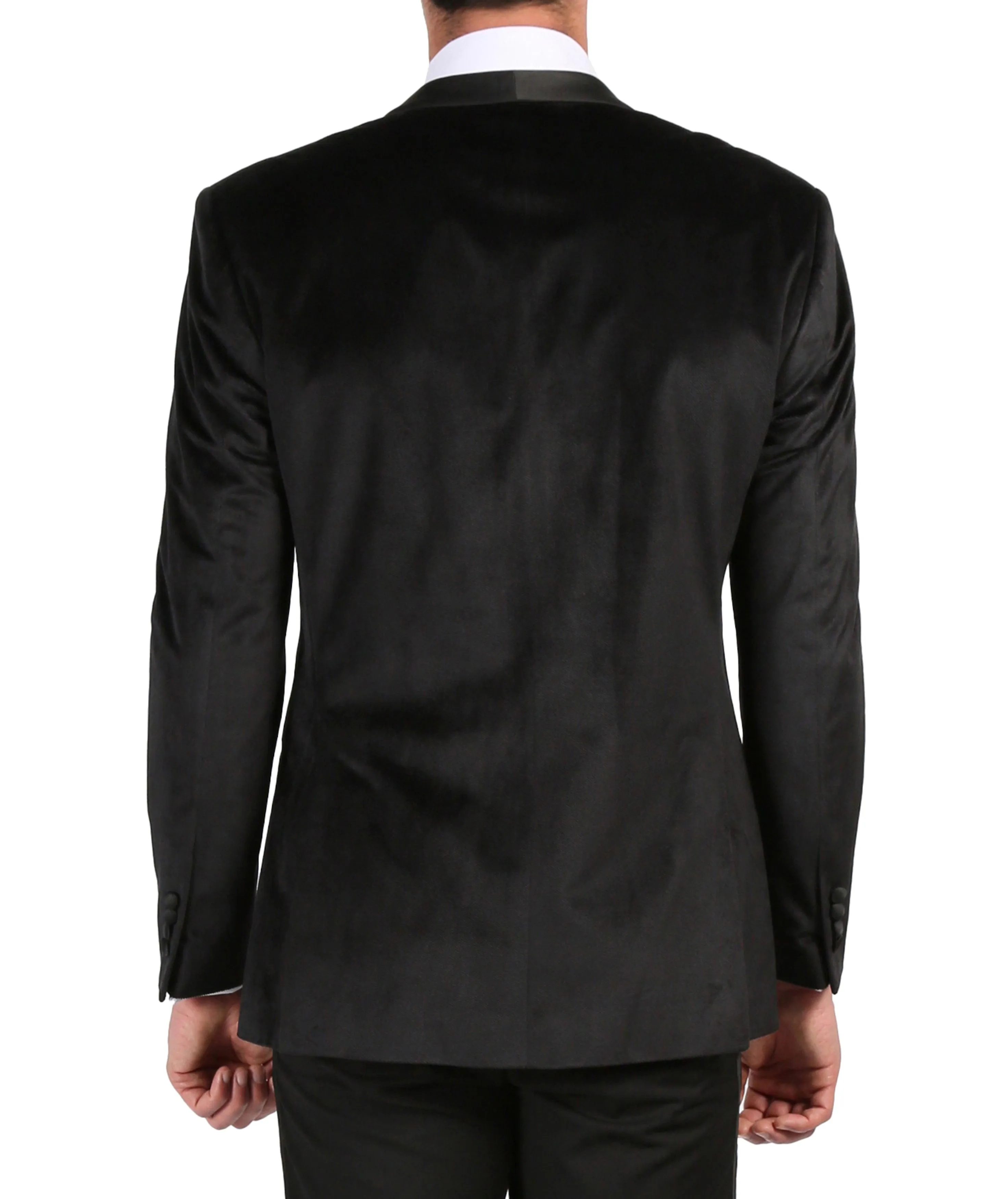 Enzo Black Slim Fit Velvet Shawl Collar Tuxedo Blazer