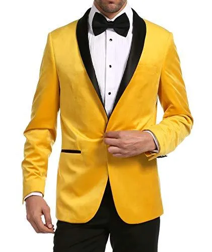 Enzo Gold Slim Fit Velvet Shawl Tuxedo Blazer for Men