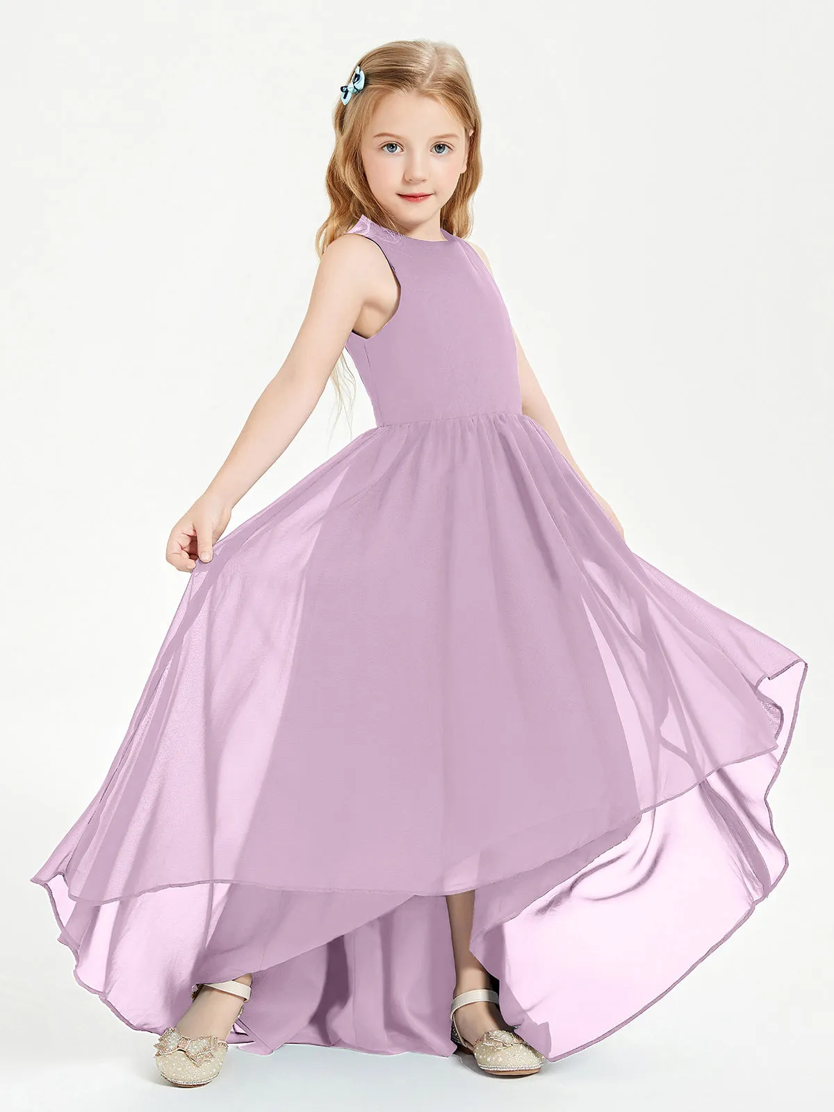 Exquisite Asymmetrical Junior Bridesmaid Dresses Scoop Neck Wisteria