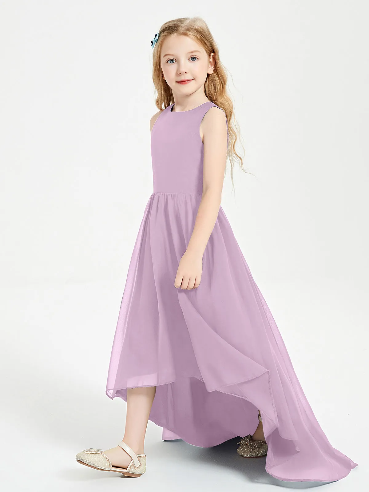 Exquisite Asymmetrical Junior Bridesmaid Dresses Scoop Neck Wisteria