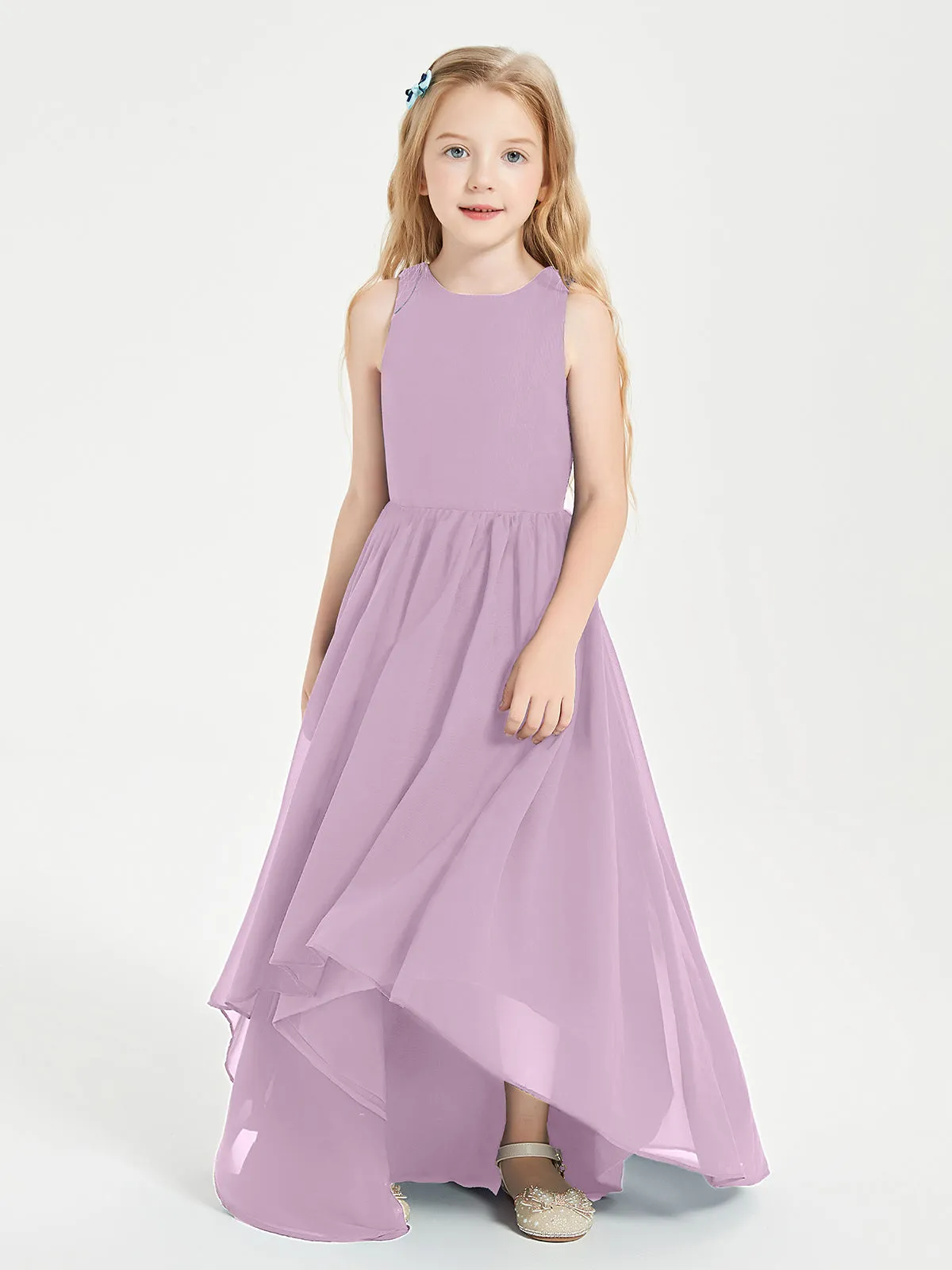 Exquisite Asymmetrical Junior Bridesmaid Dresses Scoop Neck Wisteria