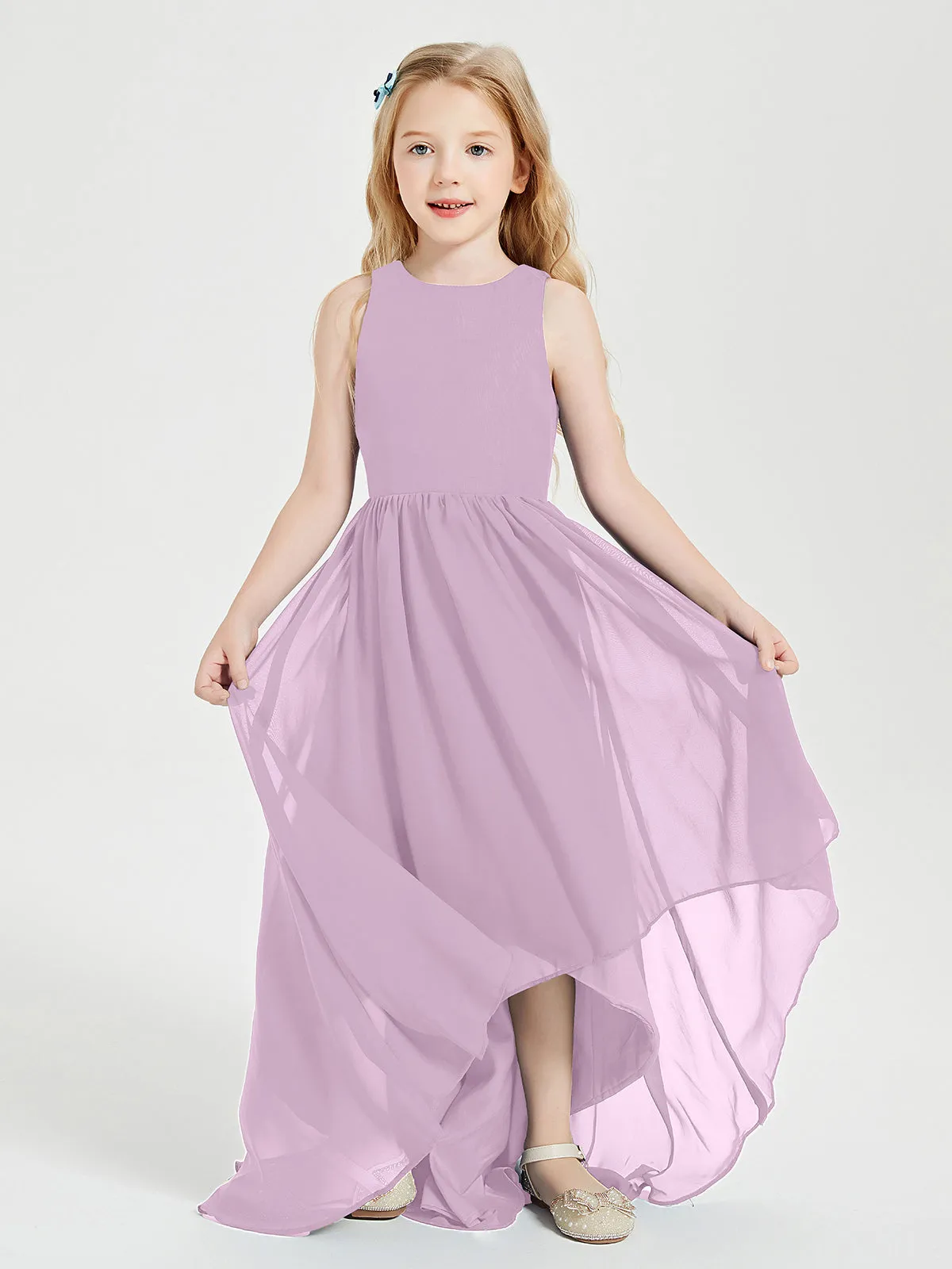 Exquisite Asymmetrical Junior Bridesmaid Dresses Scoop Neck Wisteria