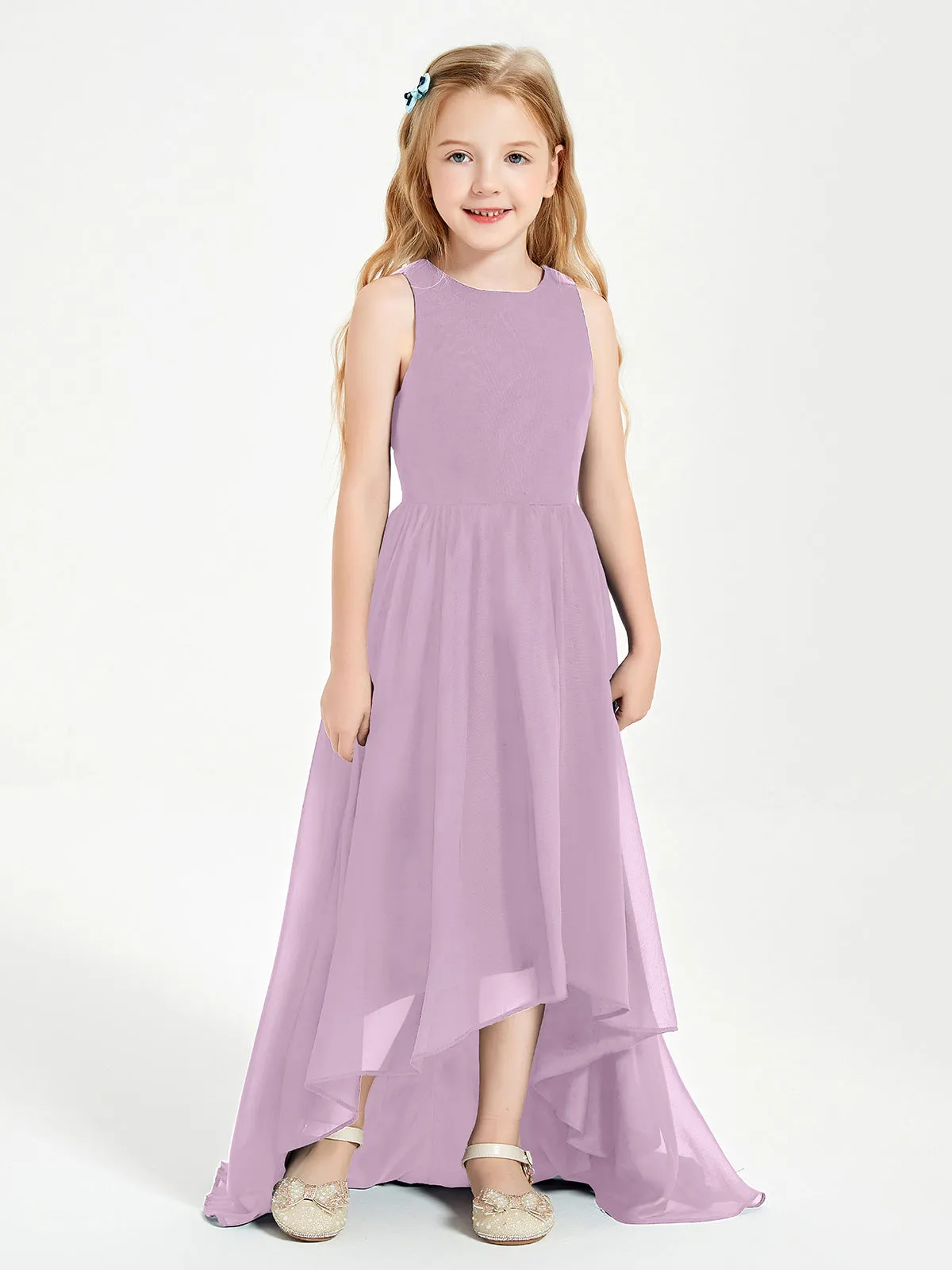 Exquisite Asymmetrical Junior Bridesmaid Dresses Scoop Neck Wisteria