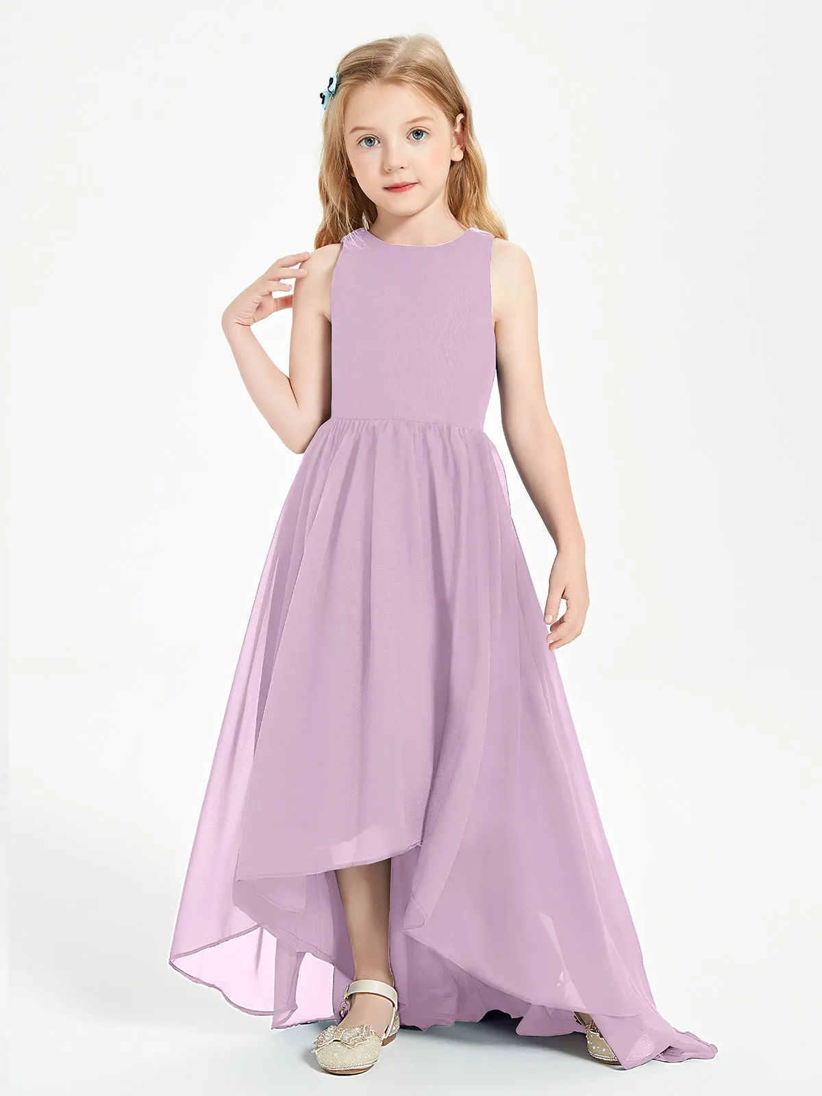 Exquisite Asymmetrical Junior Bridesmaid Dresses Scoop Neck Wisteria