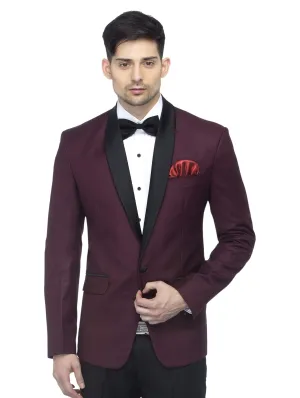 FAVOROSKI Designer Men's Slim Italian Fit Shawl Collar Single Breasted Tuxedo Suit Blazer, Wine (FBL161121-WINE-XL)