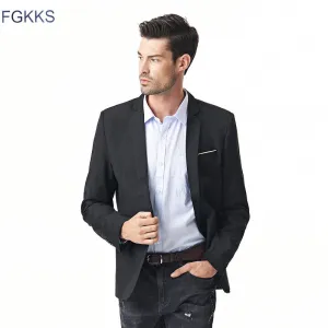 FGKKS New Arrival Brand Clothing Jacket Autumn Suit Men Blazer Fashion Slim Male Suits Casual Solid Color Blazers Men Size M-3XL