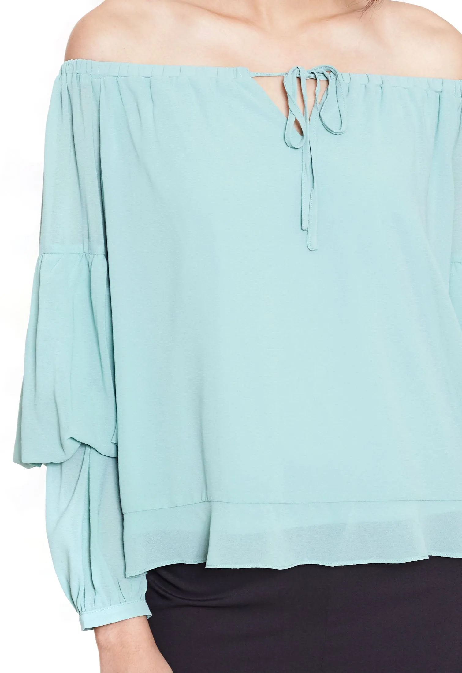 Flounce Sleeve Off Shoulder Blouse