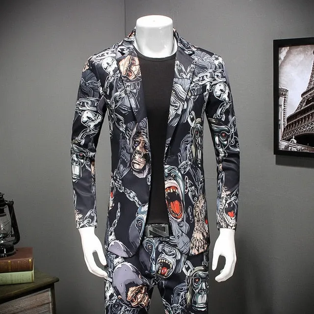 Gorilla Printed Casual Party Stylish Blazer