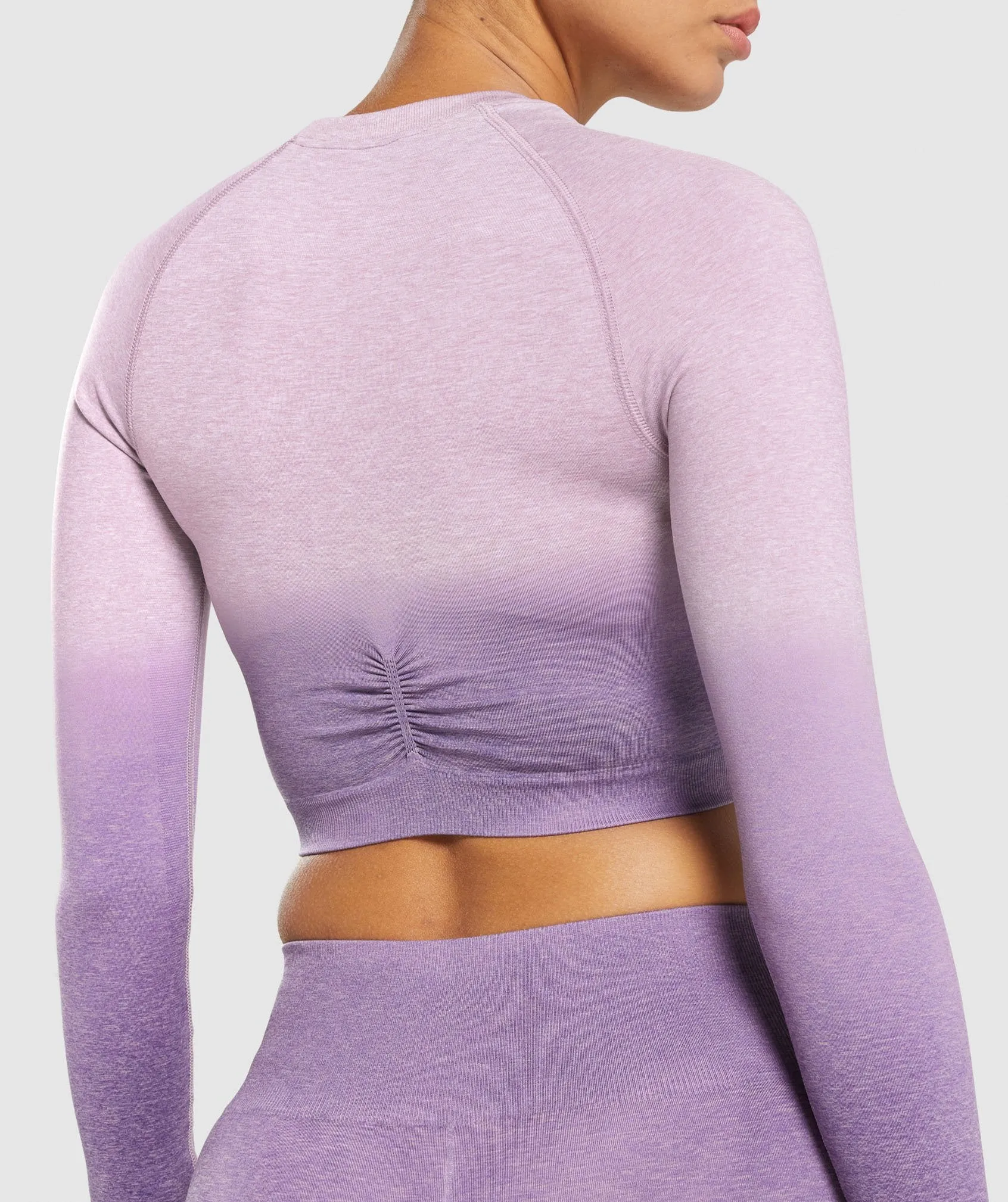 Gymshark Adapt Ombre Seamless Long Sleeve Crop Top - Light Purple Marl/Dark Purple