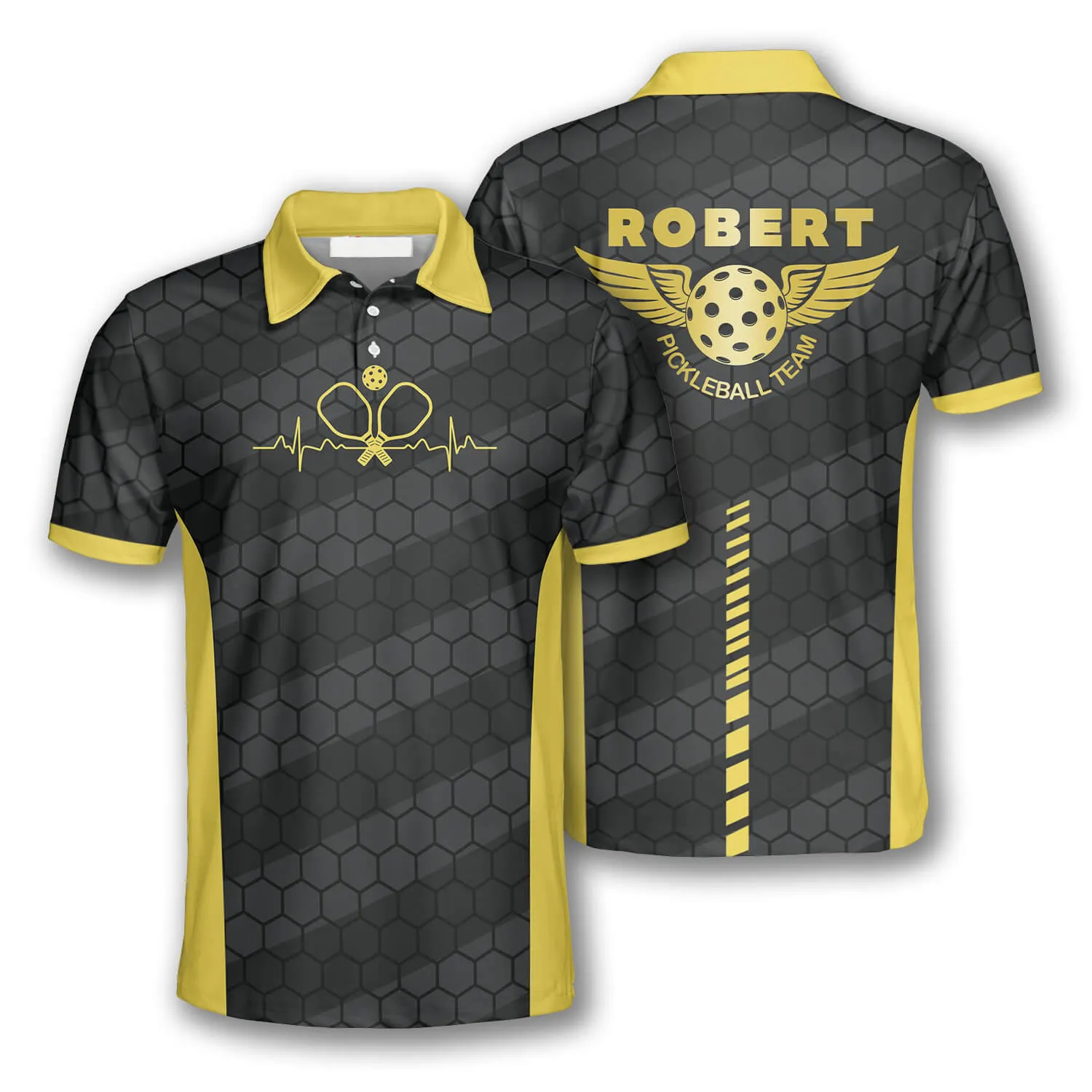 Heartbeat Honeycomb Pattern Custom Pickleball Shirts for Men