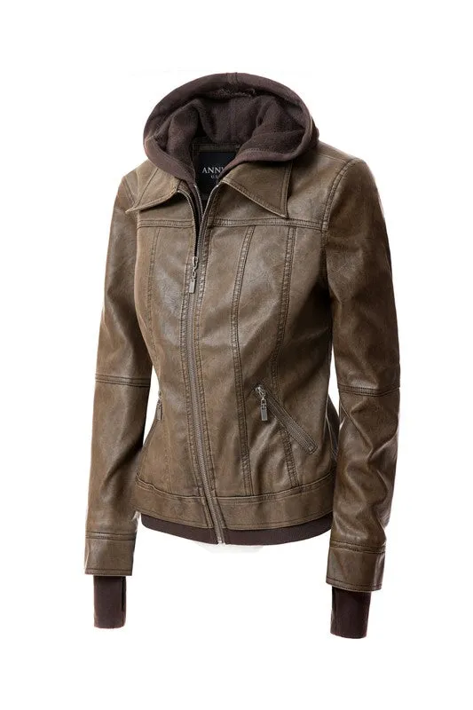 Hooded PU Leather Jacket *Online Only*