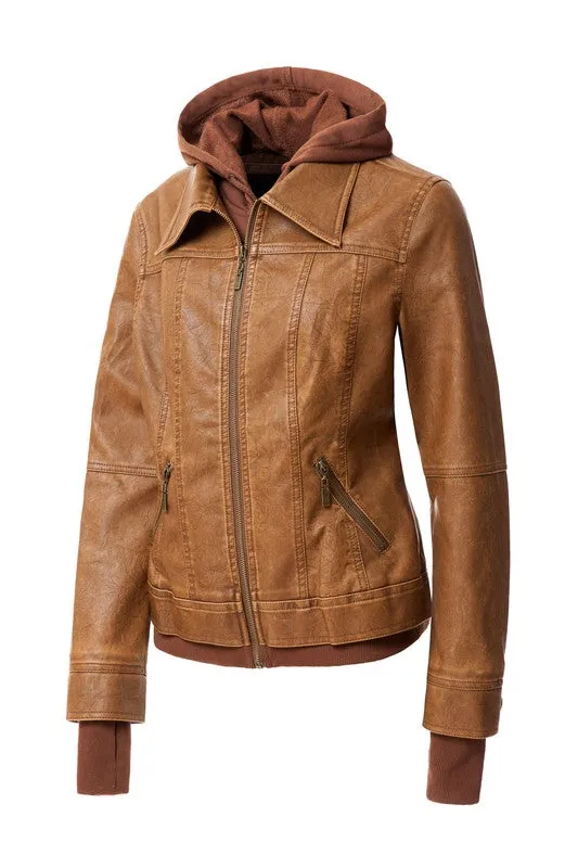 Hooded PU Leather Jacket *Online Only*