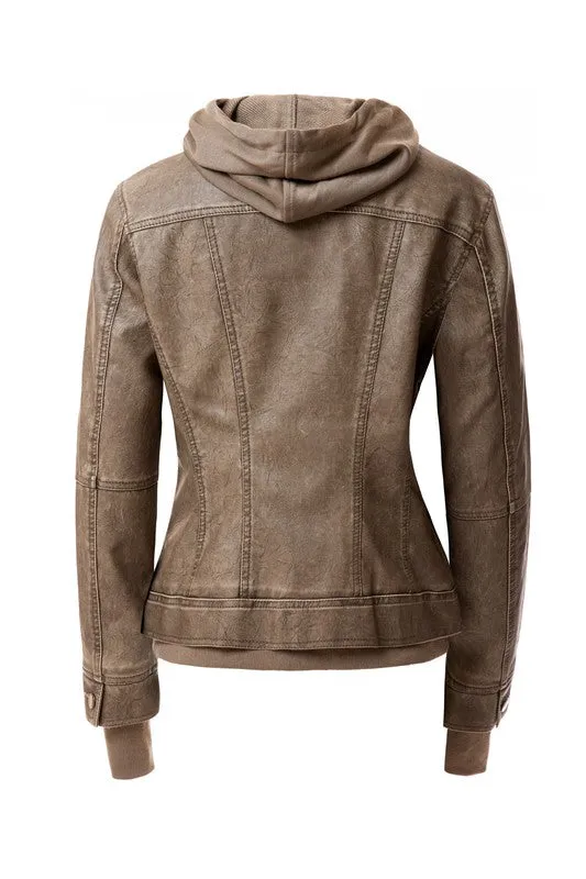 Hooded PU Leather Jacket *Online Only*