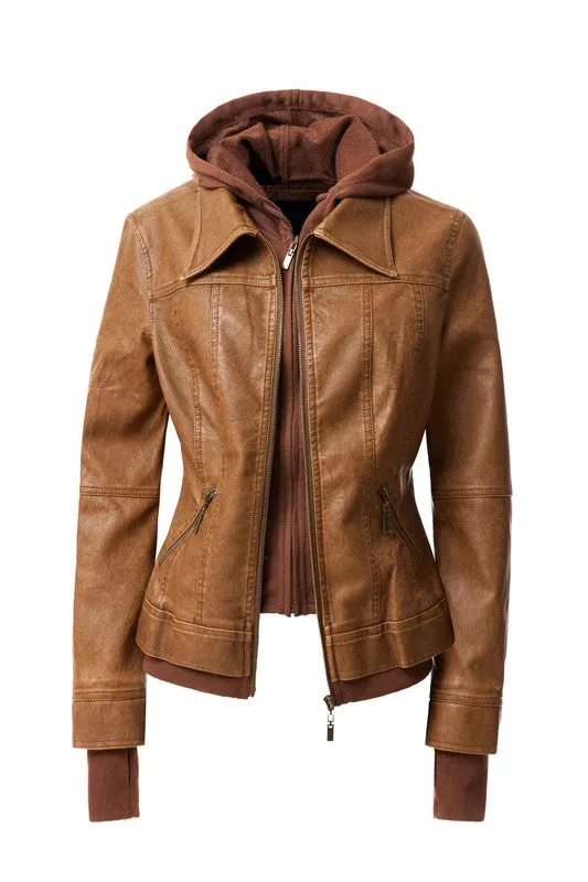 Hooded PU Leather Jacket *Online Only*