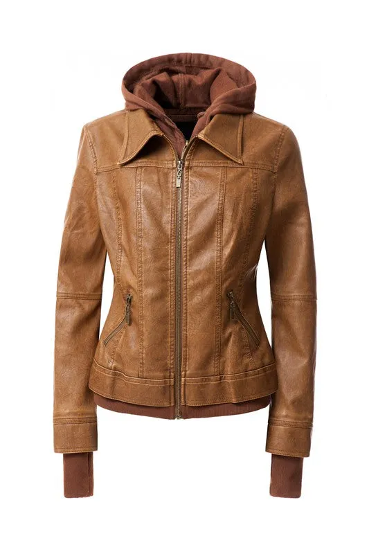 Hooded PU Leather Jacket *Online Only*