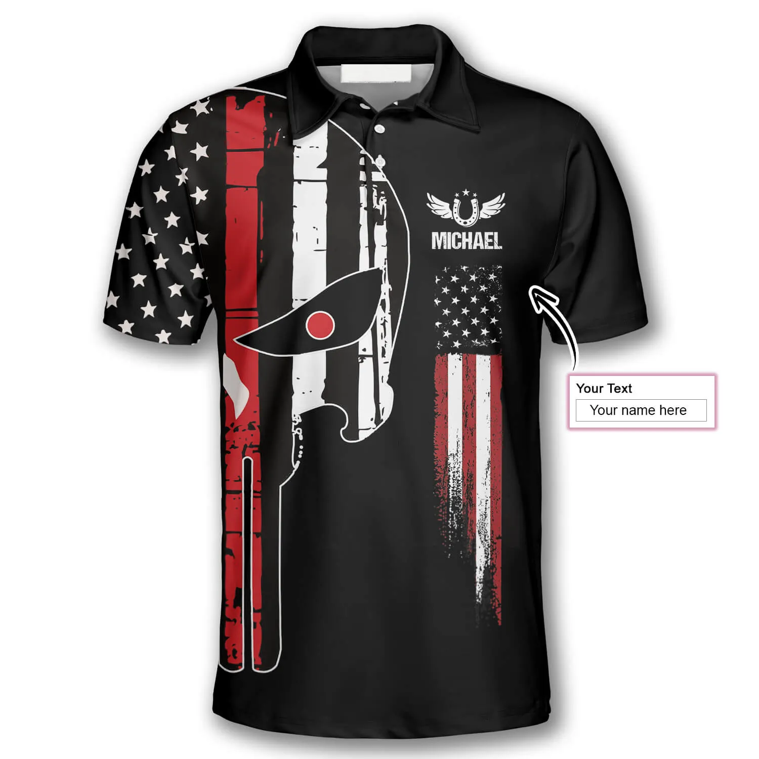 Horse Racing Punisher Skull Custom Equestrian Shirts for Men